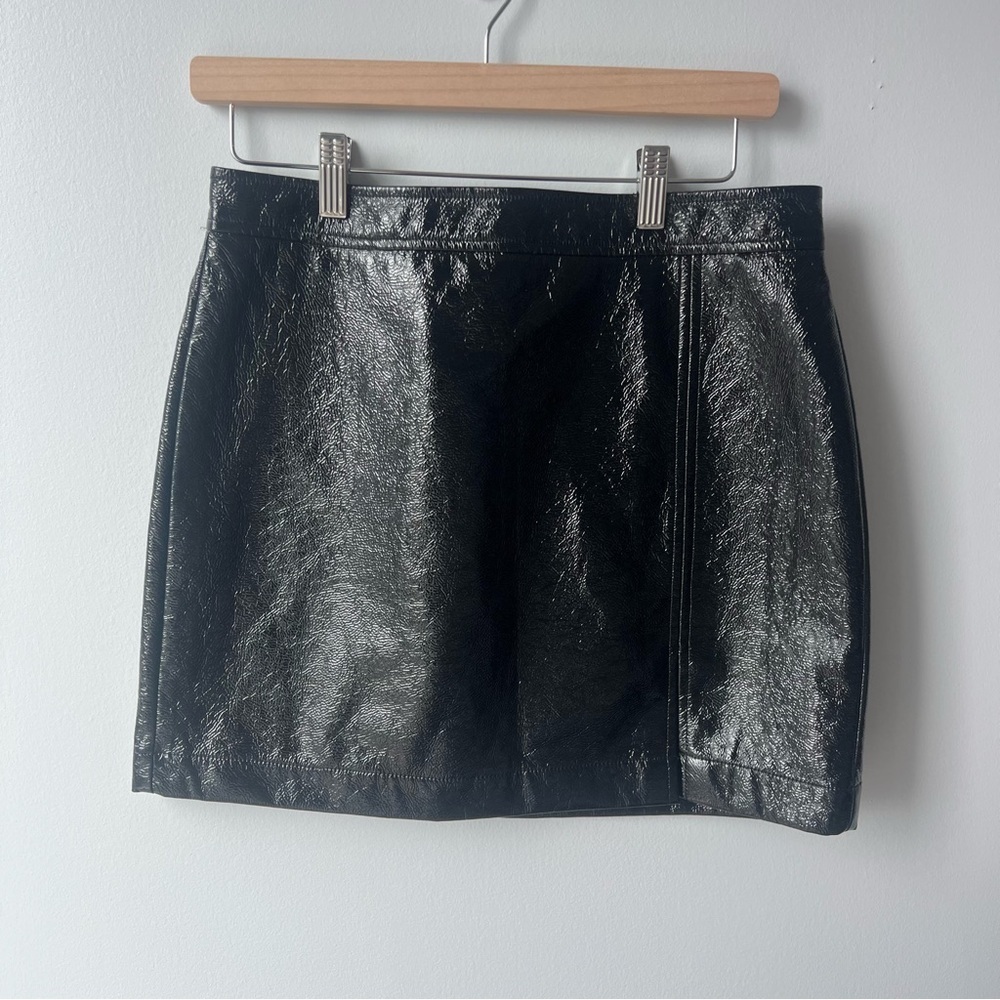 Wilfred Black Patent Mini Skirt